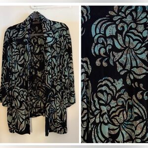 3 for $15 Picadilly Fashion Black and Blue Paisley Jacket Shawl Vintage Grandma